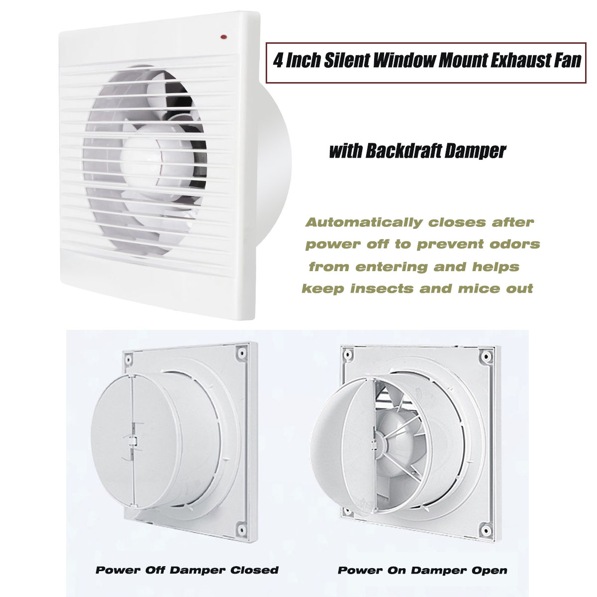 Exhaust Fan Industrial - 4 Inch Silent Window Mount Exhaust