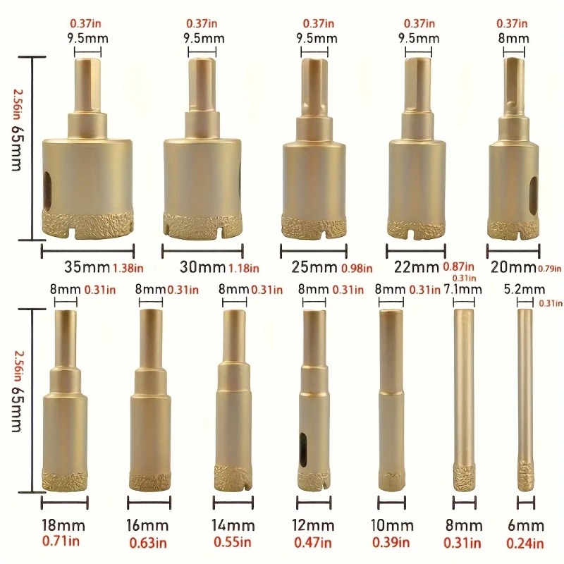 12Pcs Diamond Drill & Hole Saw - đánh giá và giá Brick Cutting Saw